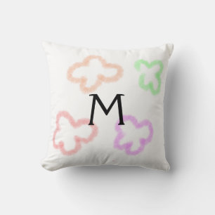 Coussin Simple monogramme de fleurs à l'aquarelle minimali