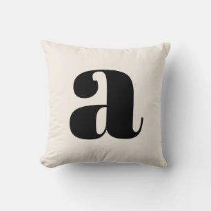 Coussin Simple Monogramme Initiale Blanc Ivoire Gras Rétro