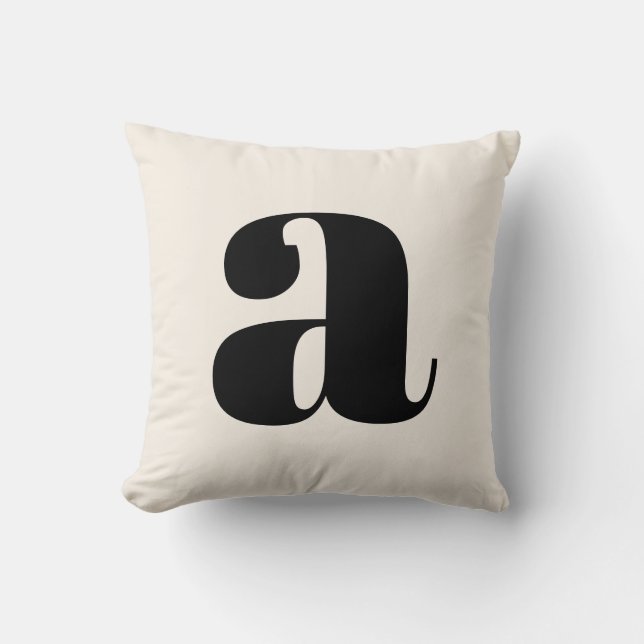Coussin Simple Monogramme Initiale Blanc Ivoire Gras Rétro (Recto)