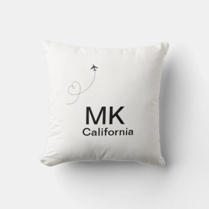 Coussin Simple monogramme minimaliste ajouter du texte avi