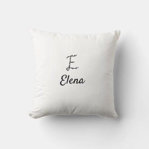 Coussin Simple monogramme noir minimal de la lettre E avec