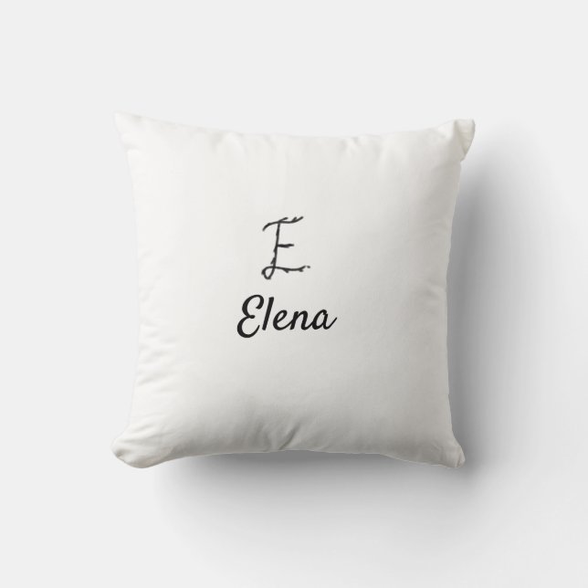 Coussin Simple monogramme noir minimal de la lettre E avec (Recto)