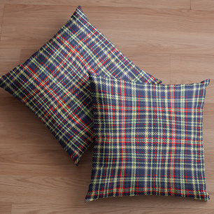 Coussin Simple Navy Blue Rustic Holiday Plaid Motif