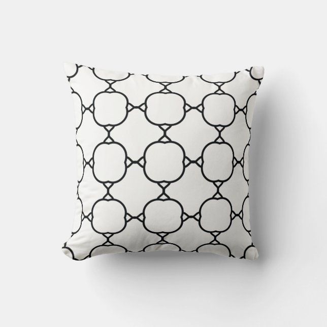 Coussin simple noir sur géométrie blanche (Recto)