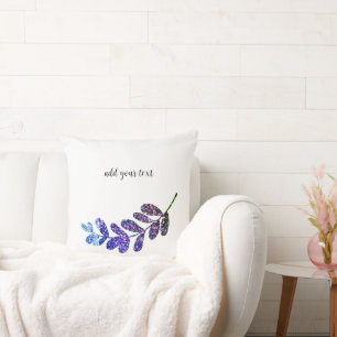 Coussin simple personnalisé bleu violet noir feuilles ajou