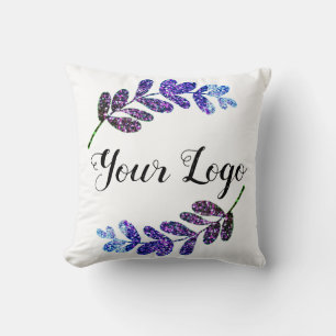 Coussin simple personnalisé bleu violet noir feuilles ajou