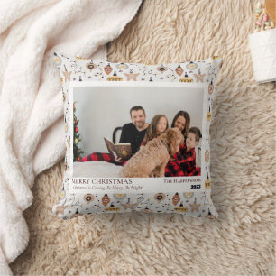 Coussin Simple Photo de Noël pour jeunes mariés heureux