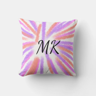 Coussin Simple pink purple watercolor cross lines add titl
