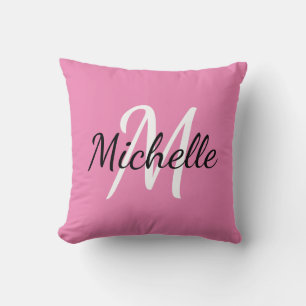 Coussin Simple Rose Monogrammé