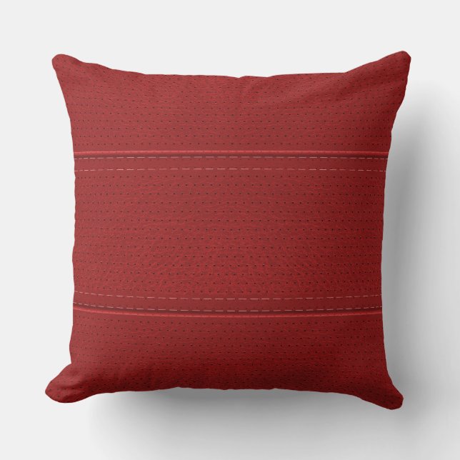 Coussin Simple rouge foncé Faux cuir Motif (Recto)