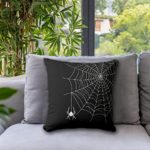 Coussin Simple Spider Web et Spider Black Halloween