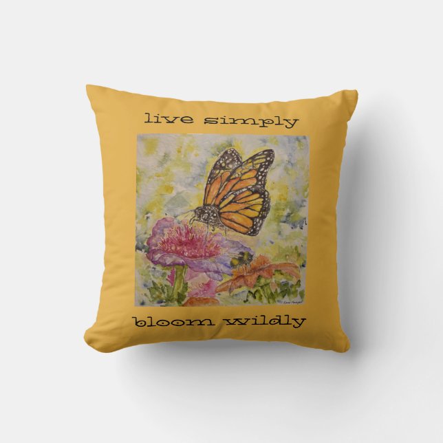 Coussin simple vivant de jaune d'art d'aquarelle (Recto)