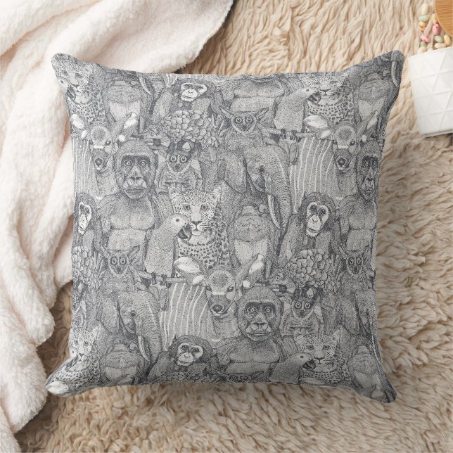 Coussin simplement animaux de la jungle africaine gris fer (Couverture)