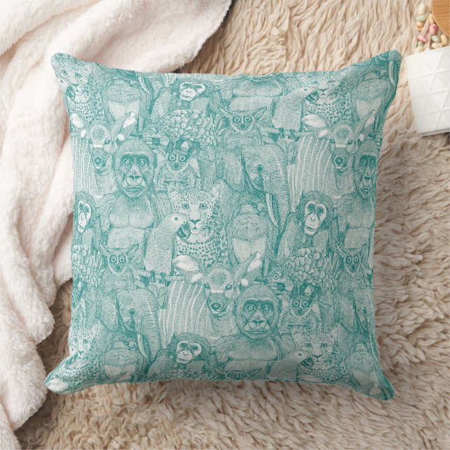 Coussin simplement animaux de la jungle africaine sarcelle (Couverture)