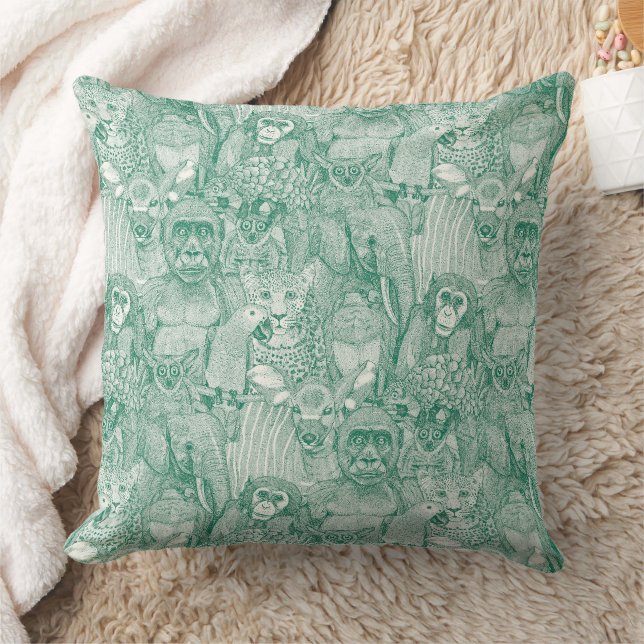 Coussin simplement animaux de la jungle africaine vert éme (Couverture)