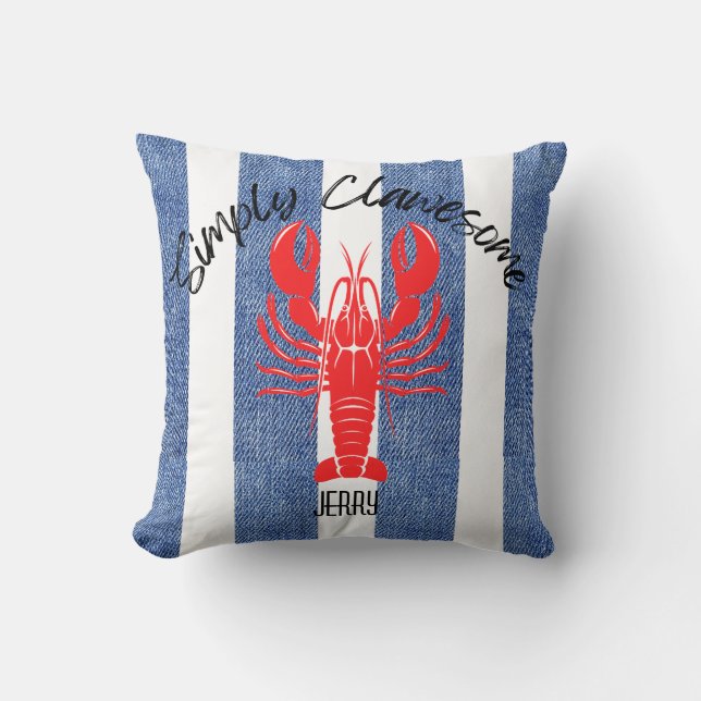 Coussin "SIMPLEMENT GRIPPANT" Red Lobster sur Rayures de D (Recto)