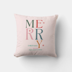 Coussin Simplement Joyeux Noël Rose Coloré