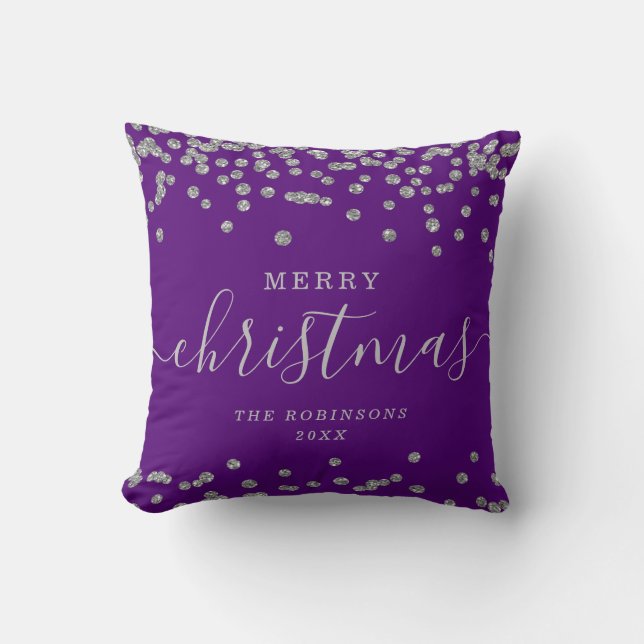 Coussin Simples vacances de Noël en argent Parties scintil (Recto)