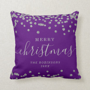Coussin Simples vacances de Noël en argent Parties scintil