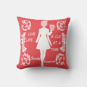 Coussin Simply Enspired "Vivez, La Vie Une Tasse à la Fois