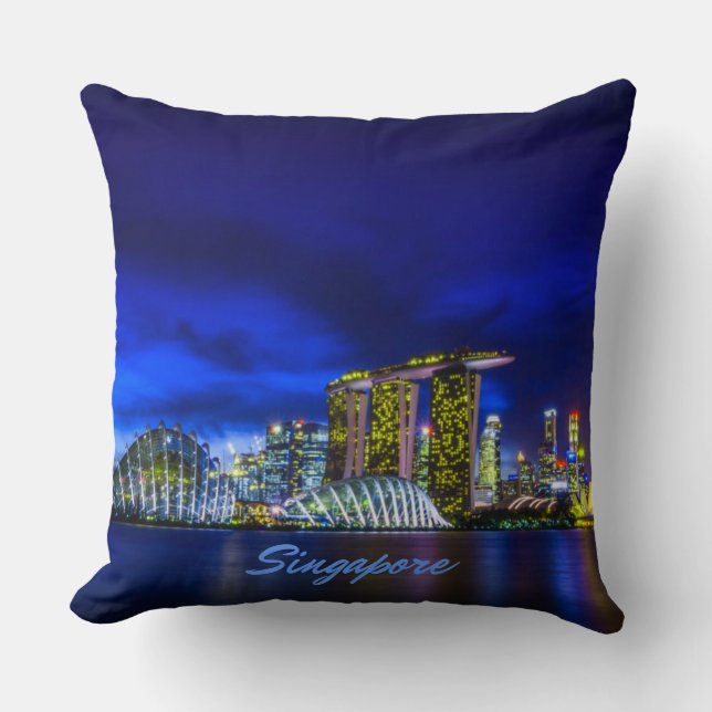 Coussin Singapore City Skyline La Nuit (Recto)
