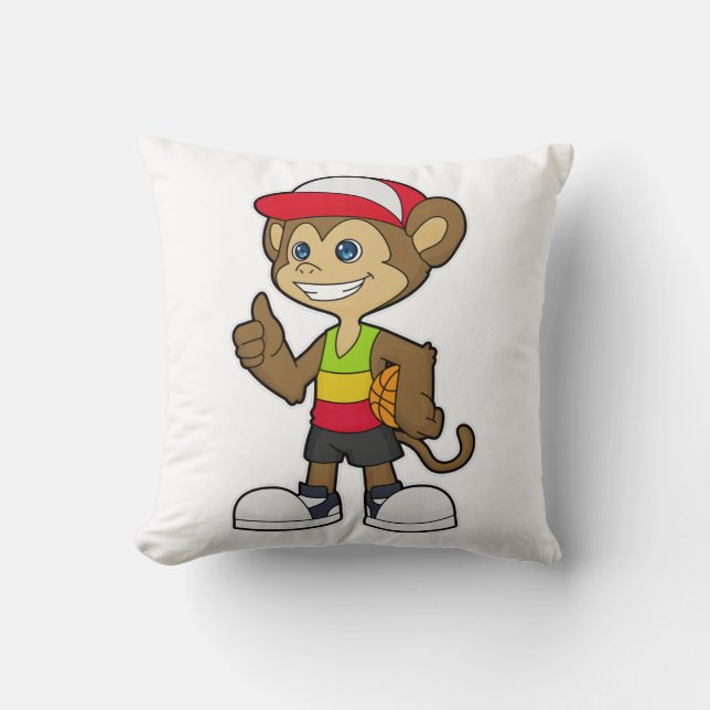 Coussin Singe comme joueur de basket-ball avec basket-ball (Recto)