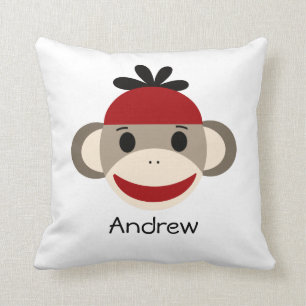 Coussin Singe de chaussette et carreau de plaid