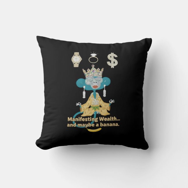 Coussin Singe drôle en méditation  (Recto)