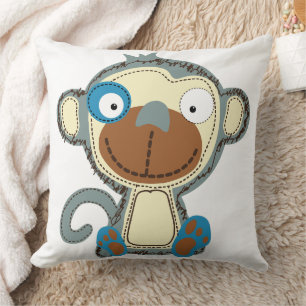 Coussin Singe en tissu coloré pour enfants