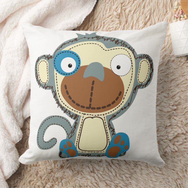 Coussin Singe en tissu coloré pour enfants (Couverture)