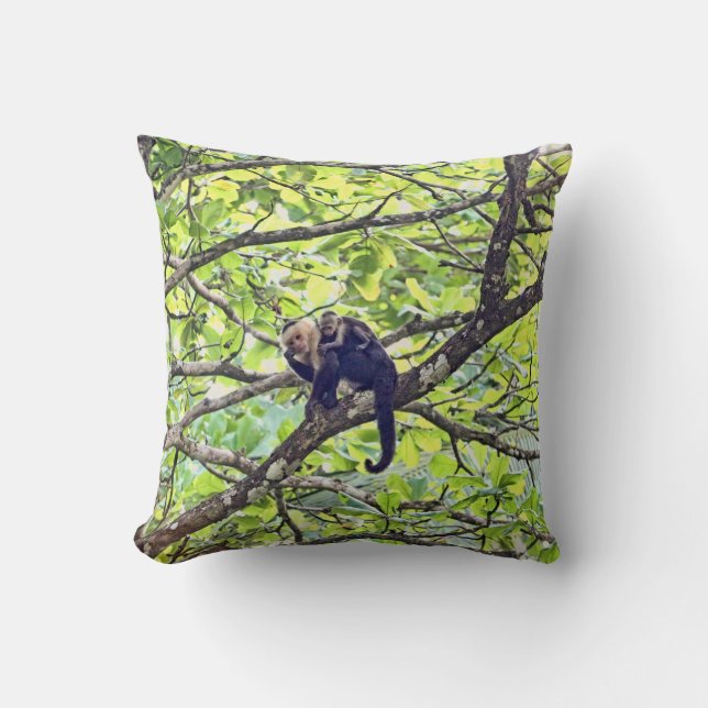 Coussin Singe et bébé de mère dans la jungle (Recto)