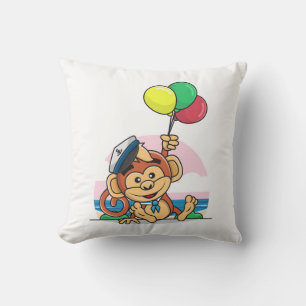 Coussin Singe marin avec ballons colorés
