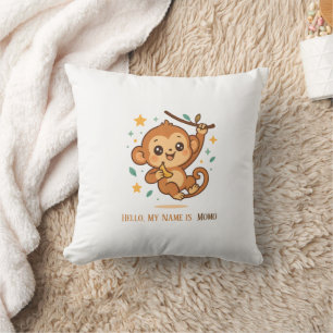 Coussin Singe mignon rebondissant à la banane personnalisé