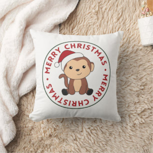 Coussin Singe Noël Neige hiver Animaux Singes Lancer