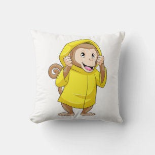 Coussin Singe sous la pluie avec imperméable