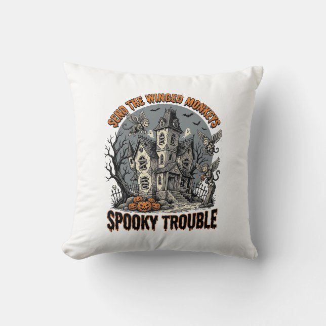 Coussin Singes ailés effrayants Chemise Halloween ensorcel (Recto)