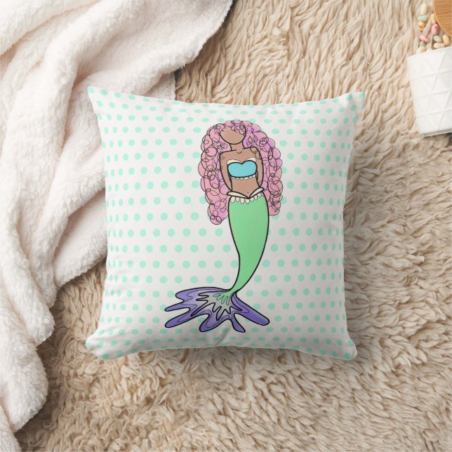 Coussin sirène arc-en-ciel rose bleu violet vert noir bouc (Couverture)
