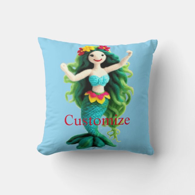 Coussin Sirène aux cheveux verts Thunder_Cove (Recto)