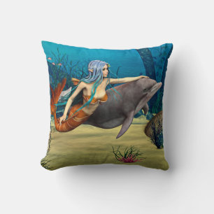 Coussin Sirène avec dauphin