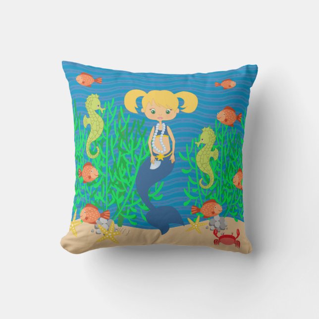 Coussin Sirène blonde sous la mer (Recto)