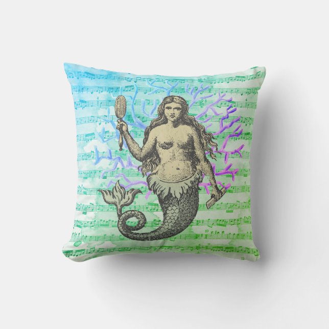 Coussin Sirène de la mer II Collage (Recto)