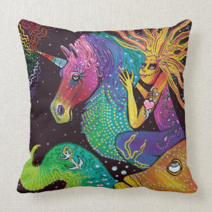 Coussin Sirène de licorne d'arc-en-ciel