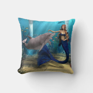 Coussin Sirène et dauphin