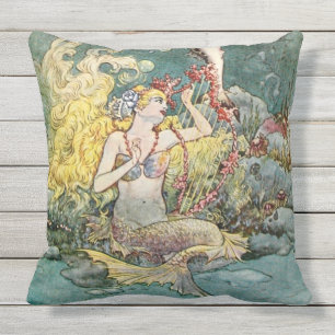 Coussin "Sirène et harpe" de Charles Folkard