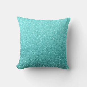 Coussin Sirène Féminine Pailletée Étincelante Bleu Aqua Gl