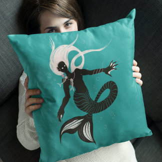 Coussin Sirène gothique Imaginaire foncé Créature