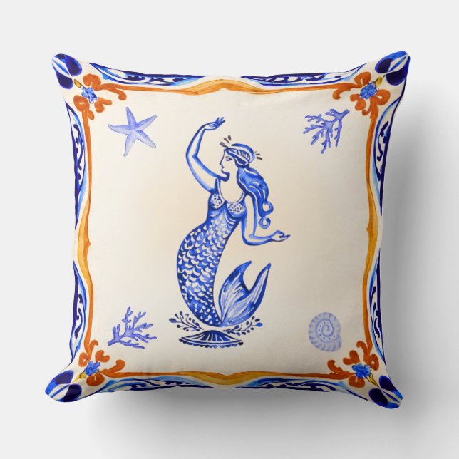 Coussin Sirène méditerranéenne (Recto)