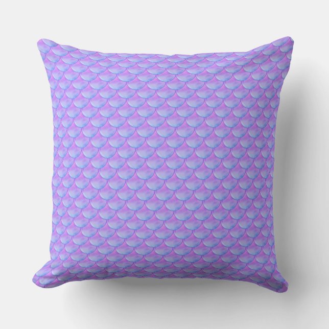 Coussin Sirène moderne élégante bleue et violette (Recto)