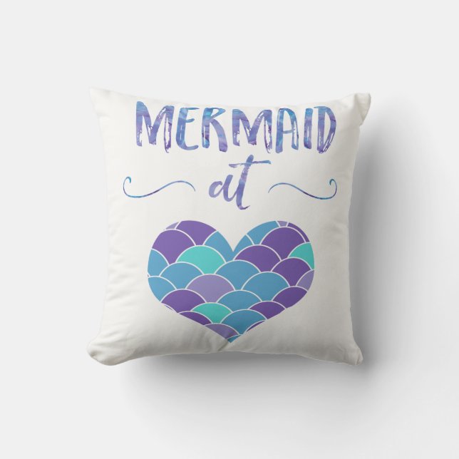 Coussin Sirène pourpre et turquoise mignonne au carreau de (Recto)