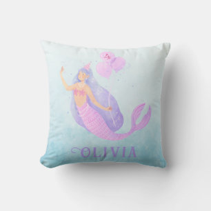 Coussin Sirène sous la mer Anniversaire Fille Age bleu